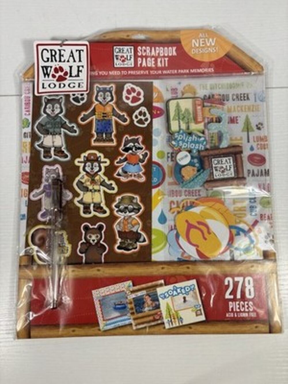 Great Wolf Lodge Scrapbook Page Kit 278 Pc Waterpark Stickers Paper NEW